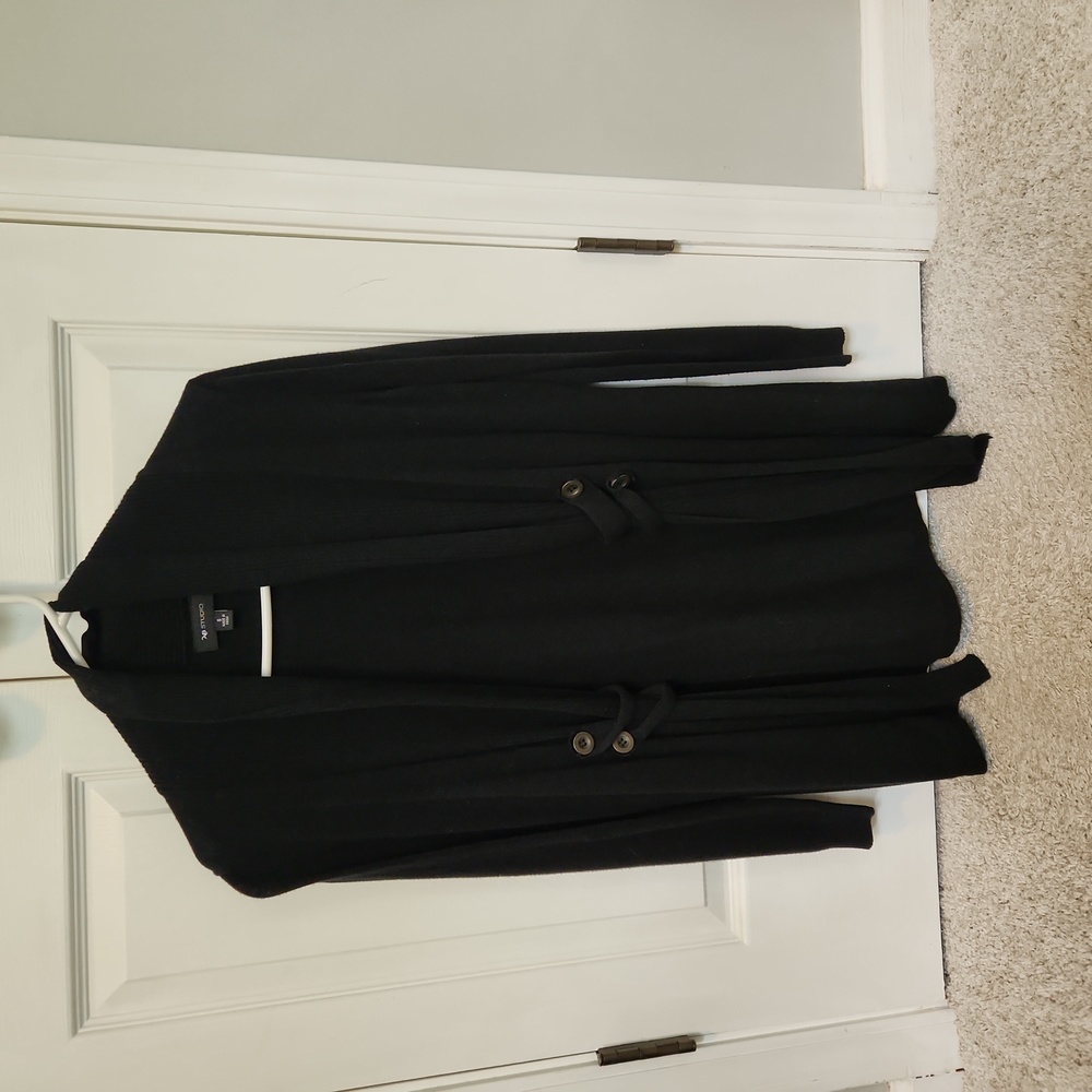 Black Openfront Cardigan